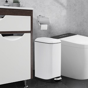 3.2 Gallon Small Trash Can, Stainless Steel Bathroom Garbage Can with Soft Close Lid & Removable Inner Bucket, Slim for Kitchen Office - 1 of 4