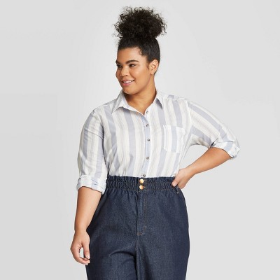 women's plus size button down dress shirts
