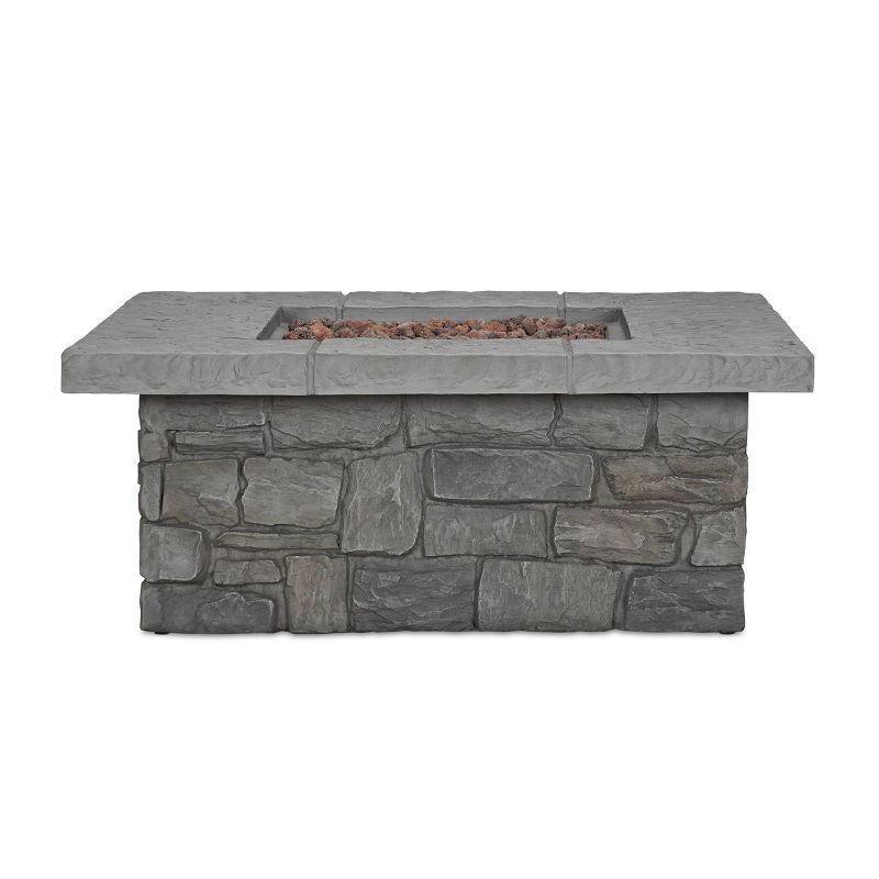 Sedona Square Fire Pit with NG Conversion Gray - Real Flame, 3 of 10