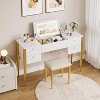 Makeup Vanity Desk with LED Mirror, 5 Drawers & Chair - 3 Color Lights, Flip Top Design for Bedroom - 3 of 4