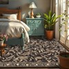 8'x10' Washable Botanical Farmhouse Living Room Bedroom Rugs, Soft Ultra Thin Floor Carpet for Nursery Dining Room Office, Brown - 3 of 4
