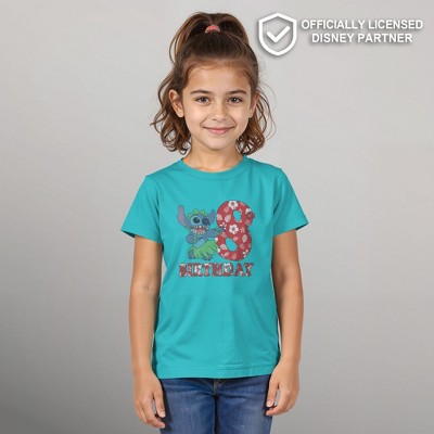 Lilo & Stitch Girl's Lilo & Stitch 8th Birthday Hula Dance T-Shirt - Tahiti Blue - Large — фото 2