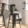 Merrick Lane Metal Indoor-Outdoor Counter Stool with Vertical Slat Back and Integrated Footrest - 4 of 4