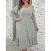 Plus Size Women's Ribbed Knit Maxi Dress - High Waist, Side Pockets, Round Neck Long Ankle-Length Dress - 2 of 4