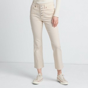 Lands' End Women's High Rise Denim Button Front Kick Flare Crop Jeans - 1 of 4