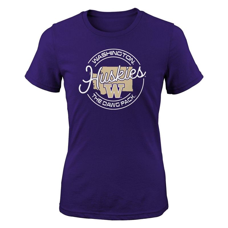 NCAA Washington Huskies Girls&#39; Short Sleeve Crew Neck T-Shirt, 1 of 2