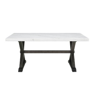 Landon Marble Dining Table White - Picket House Furnishings: Espresso Base, Transitional Style, Seats 4 - 1 of 4