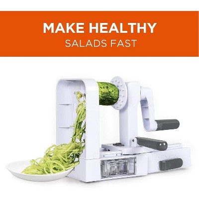 White Manual Vegetable Spiralizer with Stainless Steel Blades