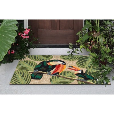 Handmade Black Synthetic Tufted Tropical Rectangular Rug