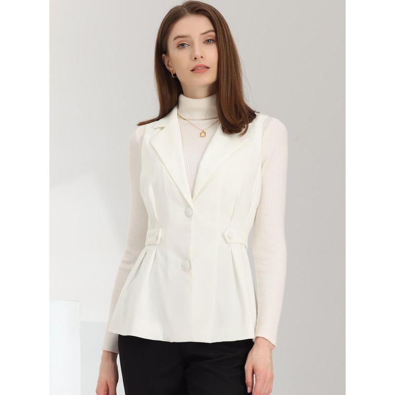 Allegra K Women's Office Elegant Notched Collar V-Neck Button-Down Sleeveless Vest, 4 of 7