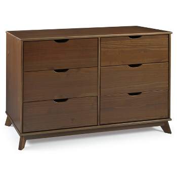 Pensy Solid Wood Mid-Century Modern 6 Drawer Dresser Walnut - Powell