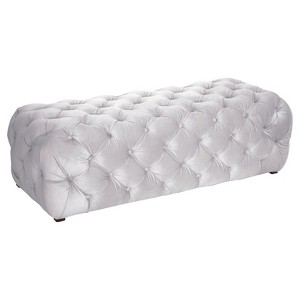 Brompton Upholstered Tufted Bench - White Velvet - Skyline Furniture