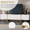 74.7" MDF Fluted TV Stand with Wood Grain Legs, Sideboard Cabinet with Drawers and Blister Molding Panels for Living Room or Entryway - 4 of 4