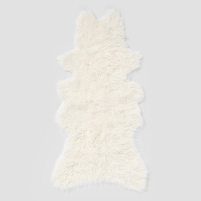 Faux Fur Sheepskin Throw Blanket Cream - Threshold™