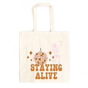 City Creek Prints Staying Alive Canvas Tote Bag - 15x16 - Natural - 1 of 2