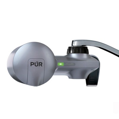 PUR PLUS Chemical & Physical Faucet Mount Water Filtration System - Metallic Gray
