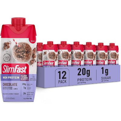SlimFast Protein Shake, Chocolate - 11 Fl Oz Bottle (Pack of 12)