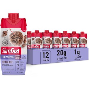 SlimFast Protein Shake, Chocolate - 11 Fl Oz Bottle (Pack of 12) - 1 of 4