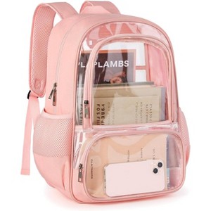 Heavy Duty Backpack, Large Capacity Transparent Bookbag with Reinforced Straps for Security, Travel, and Events - 1 of 4