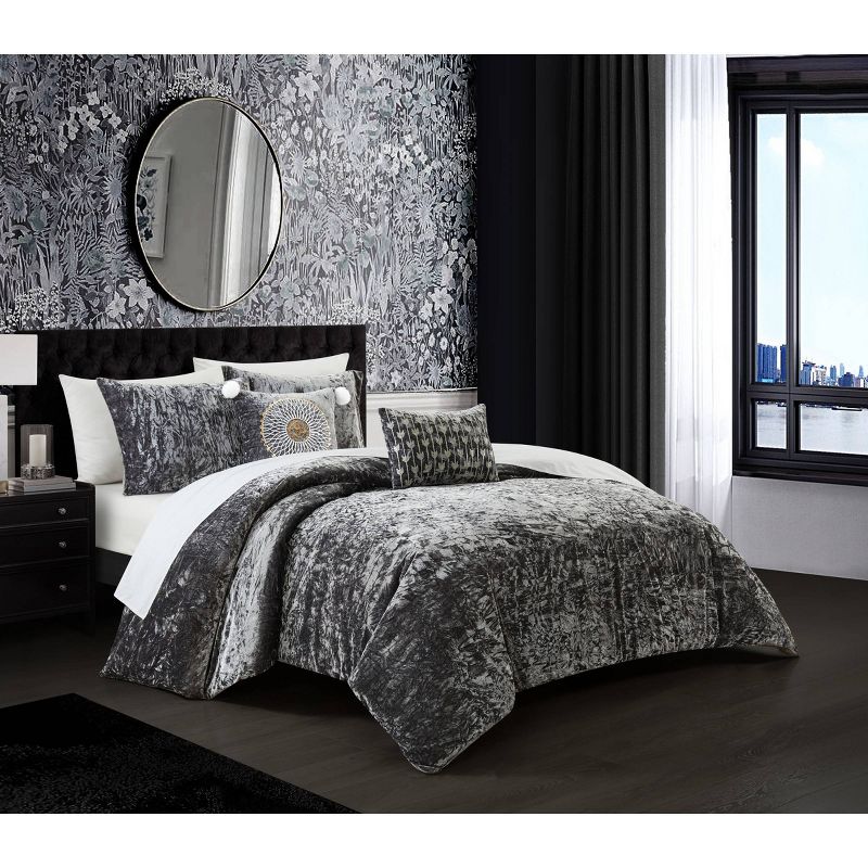 5pc King Kiana Comforter Set Gray - Chic Home Design, 3 of 8