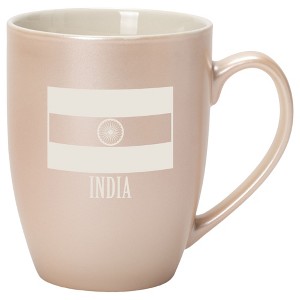 Elanze Designs India Flag 10 Ounce Ceramic Laser-Etched Engraved Drinkware Mug, Metallic Precious Pearl - 1 of 4