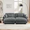 93.7" Velvet Modular Sectional Sofa Bed with Bolstered Armrests and 2 Ottomans for Small Living Room - 3 of 4