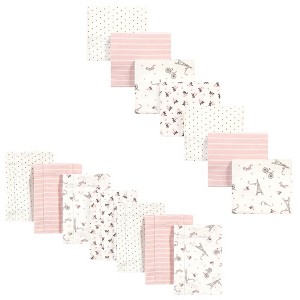 Hudson Baby Infant Girl Cotton Flannel Burp Cloths and Receiving Blankets, 14-Piece, Paris, One Size - 1 of 1