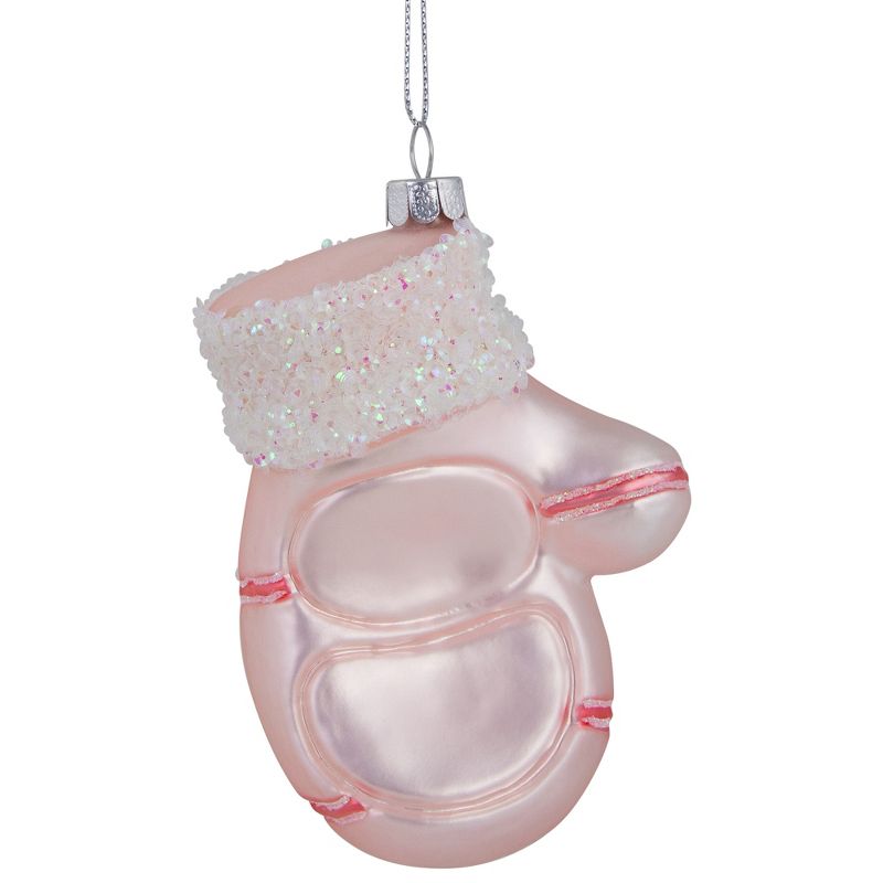 Northlight 4" Baby's 1st Christmas Pink Mitten Glass Ornament, 5 of 6