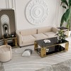 Stainless Steel Rectangle Coffee Table for Living Room 51.18" Modern Center Table with 8mm Gold Leg - 3 of 4