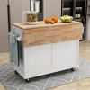 Bella Depot 52.2'' Kitchen Island Cart with Rubber wood Drop-Leaf Countertop  on 4 Wheels - 4 of 4