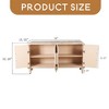 59'' Farmhouse Curved Vintage Storage Sideboard with Large Wooden Handles, Vertical Wood Grain Carving and Adjustable Shelves - Leovsnove - 3 of 4