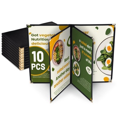 WeChef 10 Pack Restaurant Menu Covers 8.5" x 14" Book Style 4 Pages 6 Views Cafe