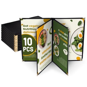 WeChef 10 Pack Restaurant Menu Covers 8.5" x 14" Book Style 4 Pages 6 Views Cafe - 1 of 4