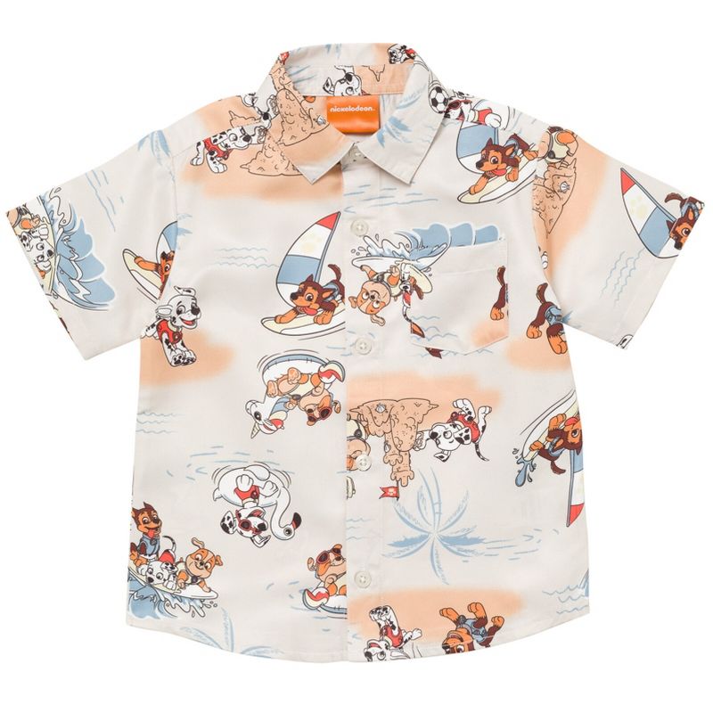 Paw Patrol Rubble Marshall Chase Hawaiian Button Down Shirt Toddler to Big Kid, 4 of 10
