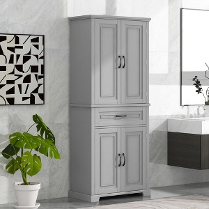 Bathroom Cabinet, Tall Storage Cabinet With Doors & Adjustable Shelf, Freestanding Storage Cabinet For Kitchen, Living Room, Laundry Room - 1 of 4