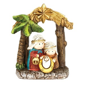 Distressed Brown Stone Look Holy Family in Creche 3 x 2.5 Resin Decorative Tabletop Figurine - 1 of 2