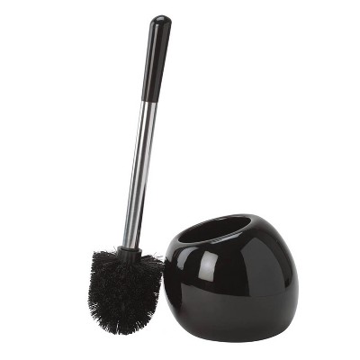 Ceramic Dome Toilet Brush and Holder Black - Bath Bliss