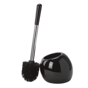 Ceramic Dome Toilet Brush and Holder Black - Bath Bliss - 1 of 4