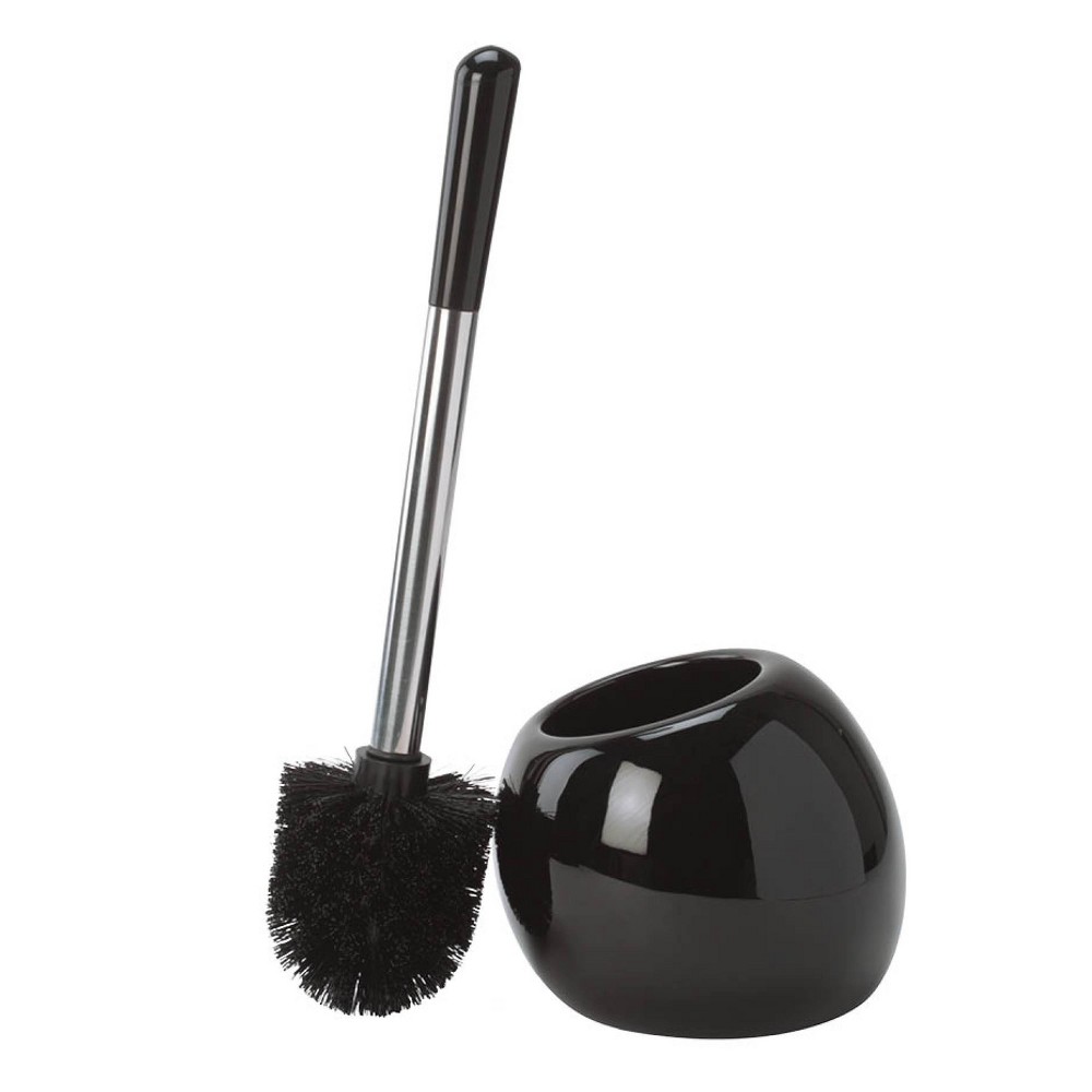 Photos - Garden & Outdoor Decoration Ceramic Dome Toilet Brush and Holder Black - Bath Bliss