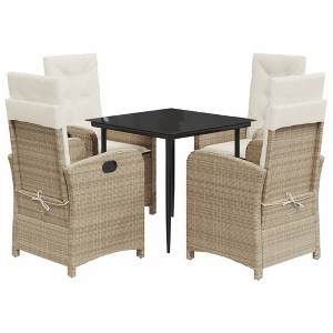 vidaXL Garden Dining Set Beige, Black, Cream white - 1 of 4