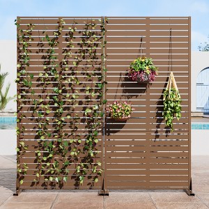 72" H×70"W Dovelina Brown Outdoor Freestanding Metal Privacy Screen Decorative Garden Fence - 1 of 4