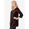 Woman Within Plus Size Perfect Printed Three-Quarter-Sleeve V-Neck Tunic - 4 of 4