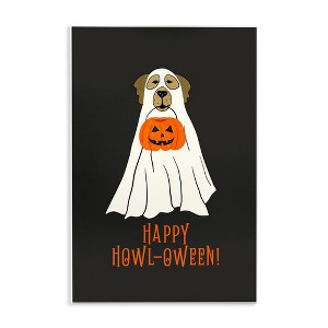 Stupell Industries Happy Howl-oween Ghost Dog Wall Plaque Art - 1 of 4