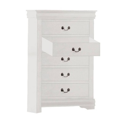 White 5-Drawer Chest with Brushed Nickel Hardware