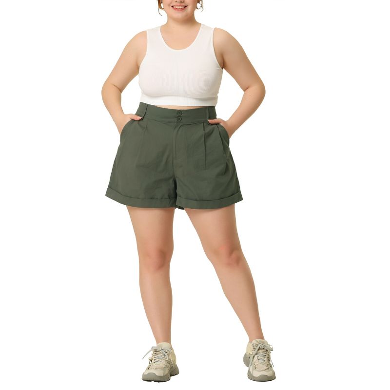 Agnes Orinda Women's Plus Size Boyfriend Stretch Jogger Pocket Track Cargo Shorts, 2 of 6