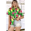 LA LEELA Women's Button Down Short Sleeve Blouse Tops Summer Hawaiian Club party Casual Tie Up Shirts for Women - 3 of 4