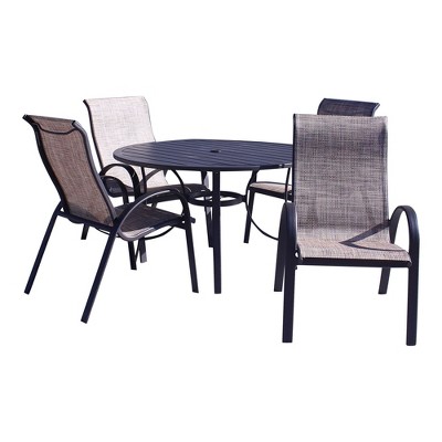 Courtyard Casual Santa Fe 5 pc Sling 48" Round Dining Set with Sling Chairs  Includes one Round table and 4 Sling Chairs