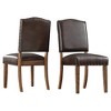 Set of 2 Cobble Hill Nailhead Accent Dining Chair Wood Marbled Chocolate - Inspire Q: Rubberwood Frame, Bonded Leather - 2 of 4