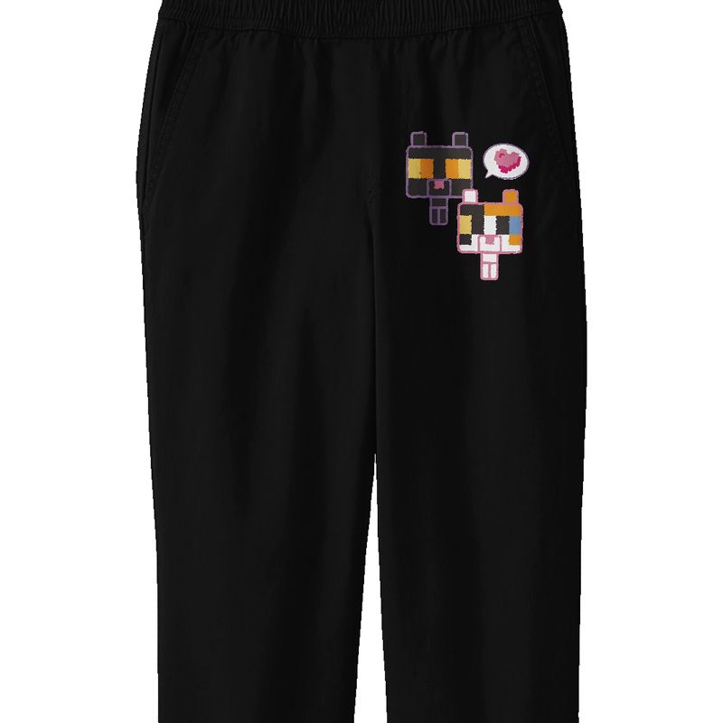 Minecraft Two Block Kittens Youth Black Graphic Sweatpants, 2 of 3