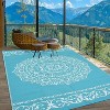 Outdoor Rugs Modern Plastic Straw Rugs, Waterproof Patio Floral Camping Carpet, Lightweight Reversible Floor Mats for Patio RV Porch Deck Balcony - 3 of 4